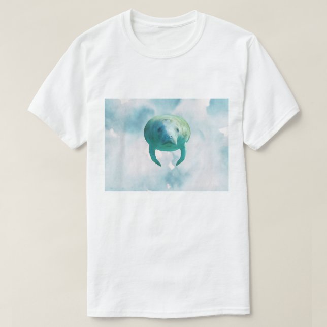 Save Manatees Manatee Watercolor Art T-Shirt (Design Front)