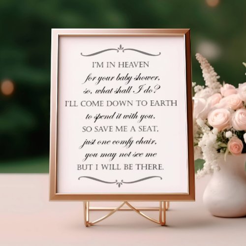 Save Me A Seat Elegant Baby Shower Memorial Chair Poster