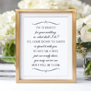 Save Me A Seat Elegant Wedding Memorial Chair Poster