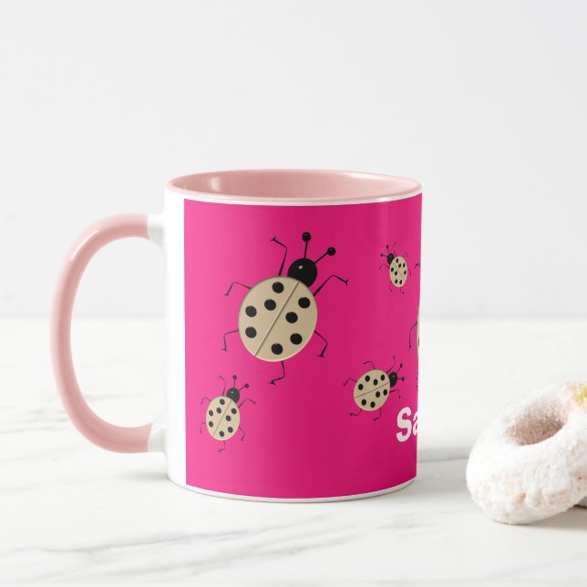 Save me! Cute colorful ladybugs,personalized Mug (With Donut)