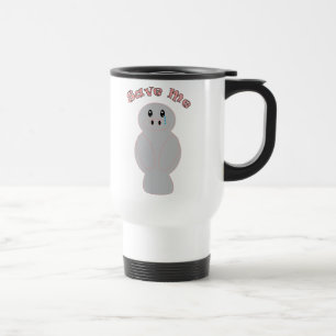 Save Me Sad Manatee Cartoon Wildlife Conservation Travel Mug
