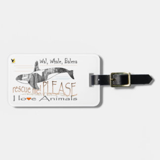 Save me whale luggage tag