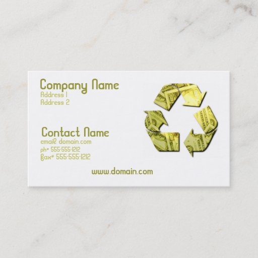 Customizable Save Money Recycle Business Card