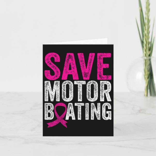 Save Motorboating Funny Breast Cancer Awareness  Card (Front)