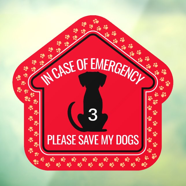 Save My Dogs Safety Alert Custom First Responder  Window Cling (Sheet 3)