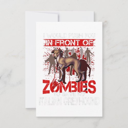 Save My Italian Greyhound Dog In Front Of Zombies RSVP Card