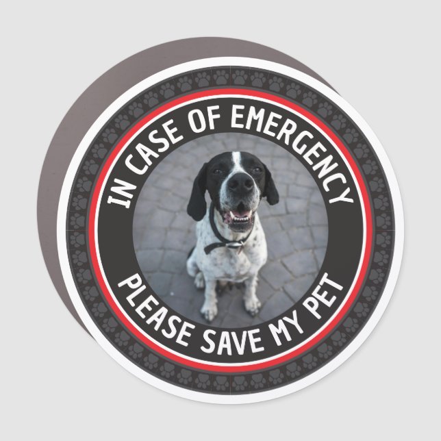 SAVE MY PET Safety Alert Custom Photo Modern  Car Magnet (Front)