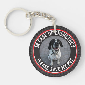 SAVE MY PET Safety Alert Custom Photo Modern  Keychain