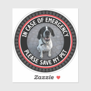 SAVE MY PET Safety Alert Custom Photo Modern  Sticker