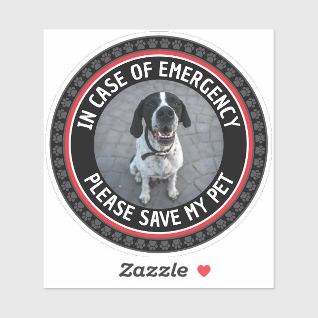 SAVE MY PET Safety Alert Custom Photo Modern  Sticker (Sheet)