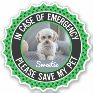 Save My Pet Safety Alert Name Photo Custom Color Sticker