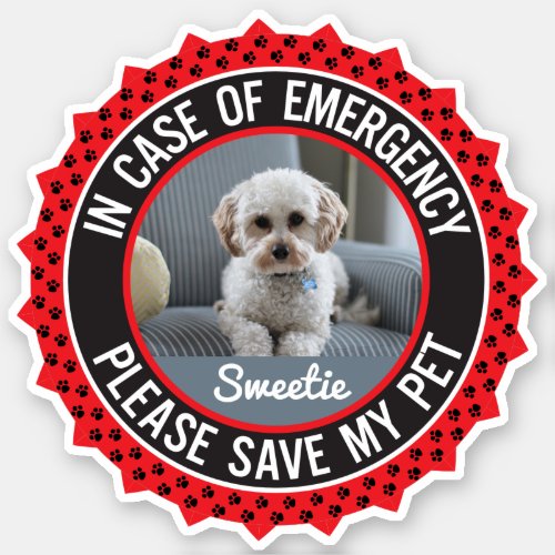 Save My Pet Safety Alert Name Photo Custom Color Sticker