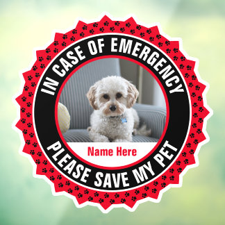 Save My Pet Safety Alert Name Photo Custom Color Window Cling