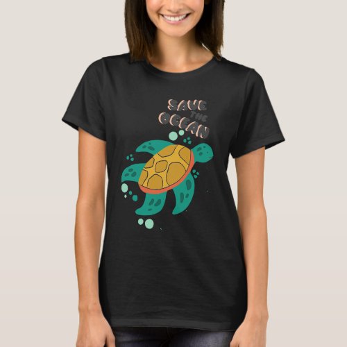 Save Ocean free turtle plastic T_Shirt