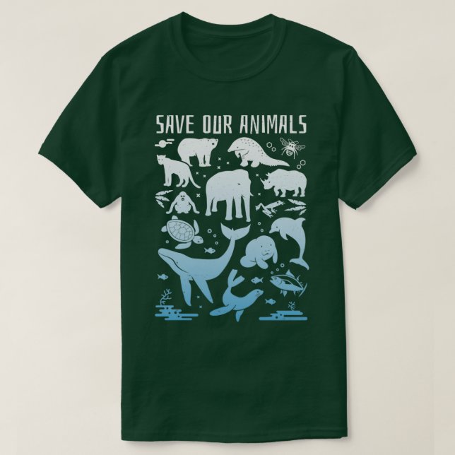 Save Our Animals Endangered Animals of the World T-Shirt (Design Front)