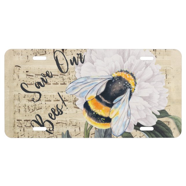 Save Our Bees Collage License Plate (Front)