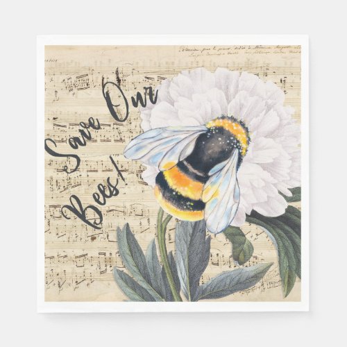 Save Our Bees Collage Napkins