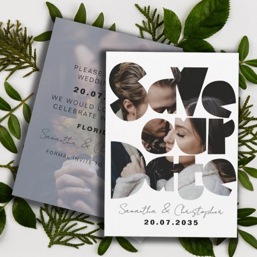 Save Our Date Black  White Photo Calligraphy  Save The Date