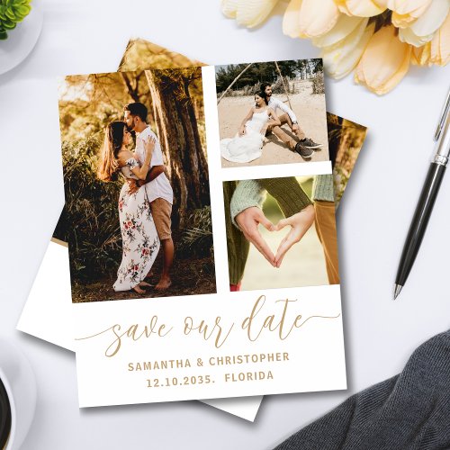  Save Our Date Budget Photo Gold Script Invitation