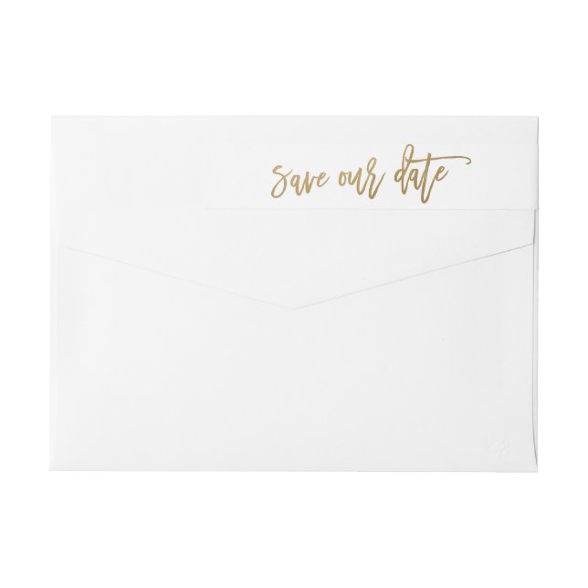 Save our date calligraphy return address label (Back)