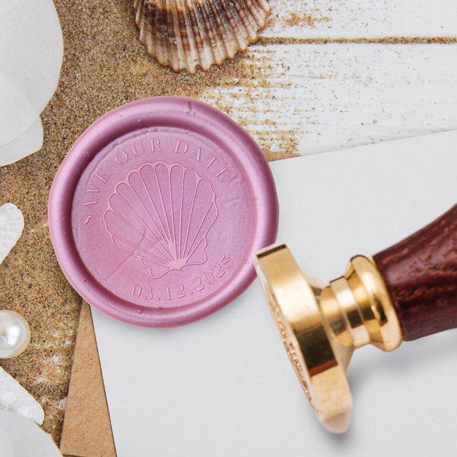 Save Our Date Elegant Sea Shell Wedding Date Wax Seal Stamp (Save Our Date Elegant Sea Shell Wedding Date Wax Wax Seal Stamp
)