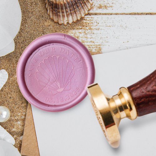 Save Our Date Elegant Sea Shell Wedding Date Wax Wax Seal Stamp