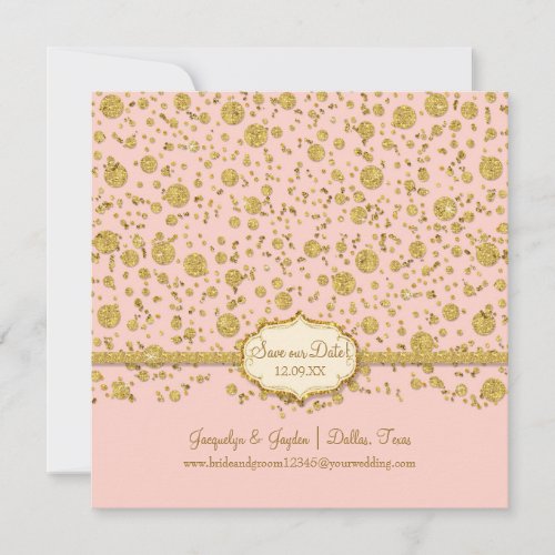 Save our Date Gold Leaf Glitter Confetti Polka Dot Save The Date