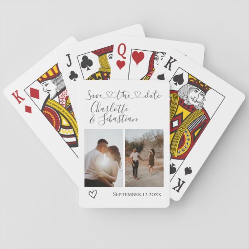 Save Our Date Handwritten Heart Personalized Photo Poker Cards