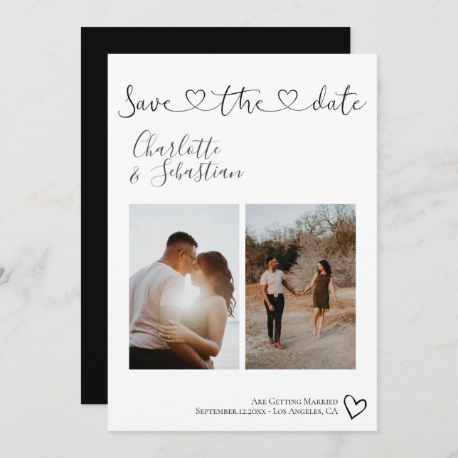 Save Our Date Handwritten Heart Personalized Photo Save The Date (Front/Back)