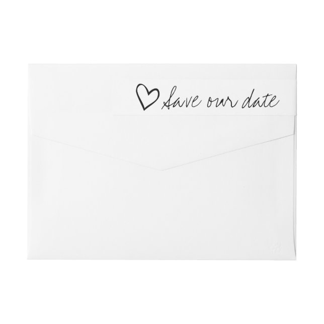 Save Our Date Handwritten Heart Wrap Around Label (Back)