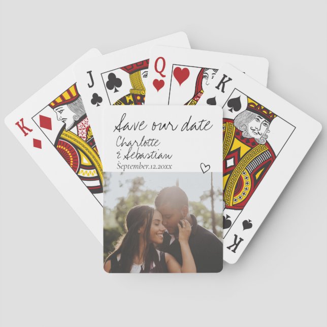 Save Our Date Handwritten Personalized Photo Poker Cards (Back)