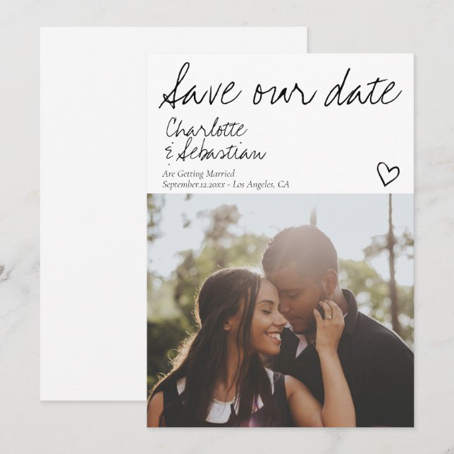 Save Our Date Handwritten Personalized Photo Save The Date (Front/Back)