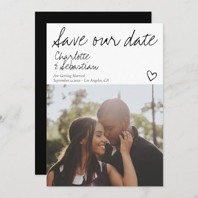 Save Our Date Handwritten Personalized Photo Save The Date (Front/Back)