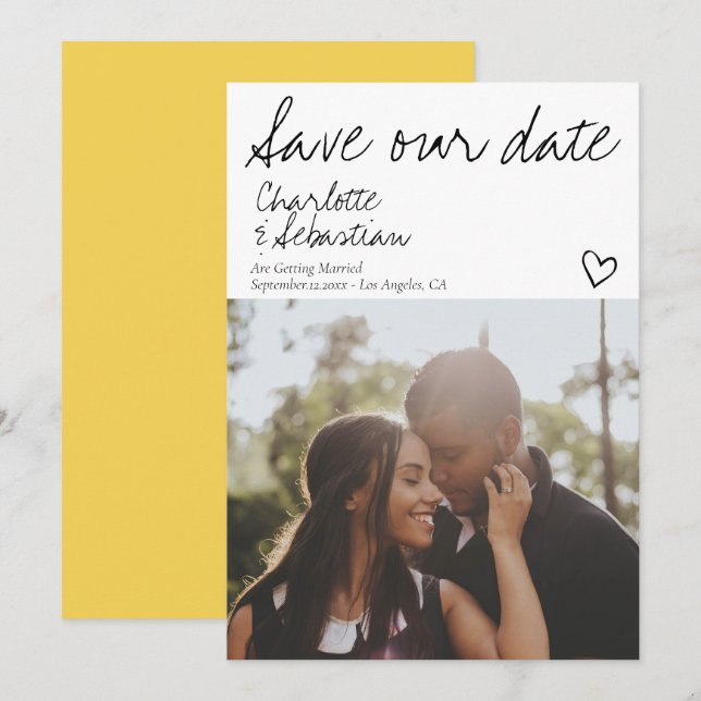 Save Our Date Handwritten Personalized Photo Save The Date (Front/Back)