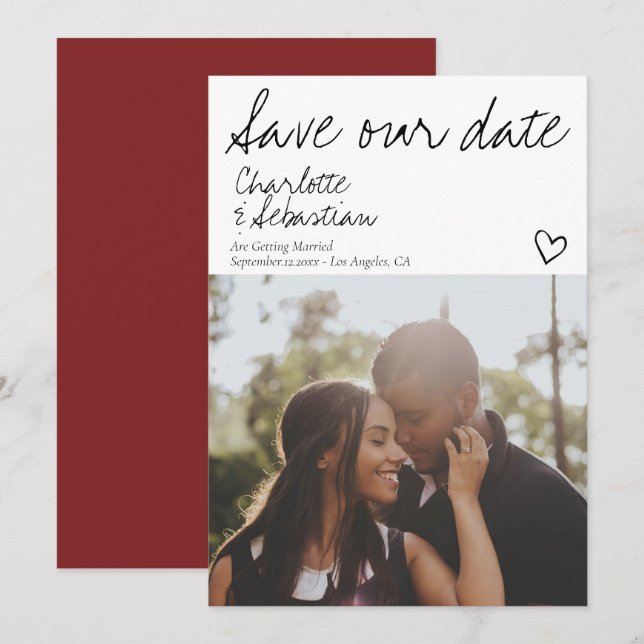Save Our Date Handwritten Personalized Photo Save The Date (Front/Back)