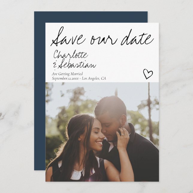 Save Our Date Handwritten Personalized Photo Save The Date (Front/Back)