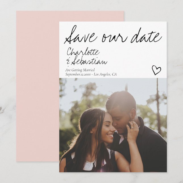Save Our Date Handwritten Personalized Photo Save The Date (Front/Back)