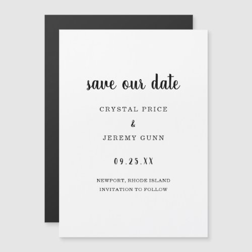 Save Our Date Minimalist Black White Save the Date Magnetic Invitation