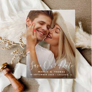 save our date modern elegant overlay postcard