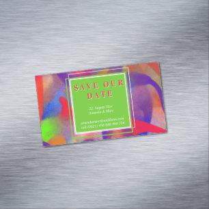 Save our Date: modern, raspberry red Business Card Magnet