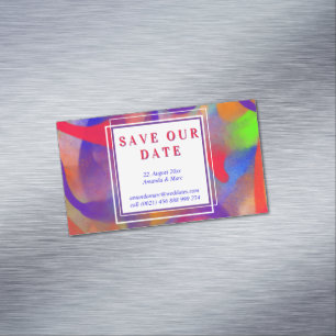 Save our Date: modern, raspberry red Business Card Magnet