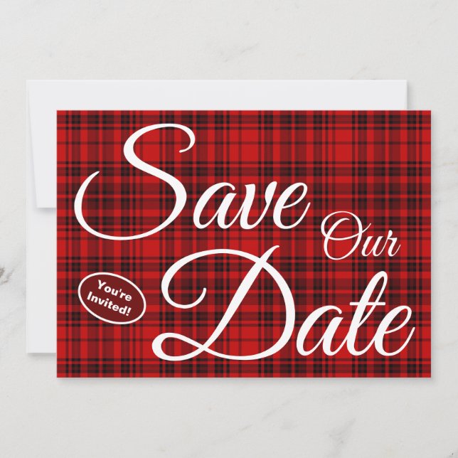 Save Our Date Newly Weds White Typography Checker Invitation (Front)