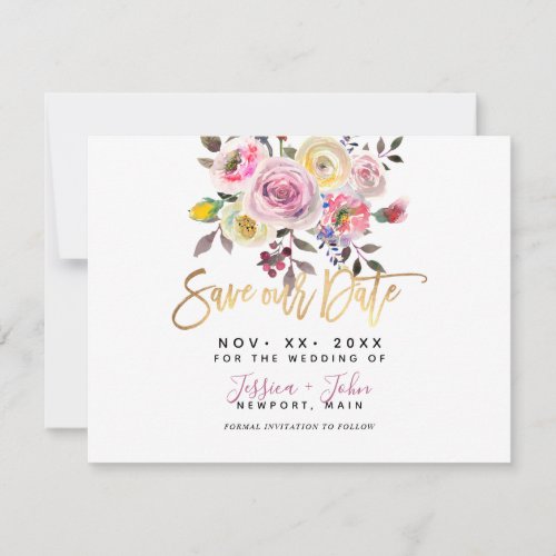 Save our Date Pastel Watercolor Flowers Save The Date