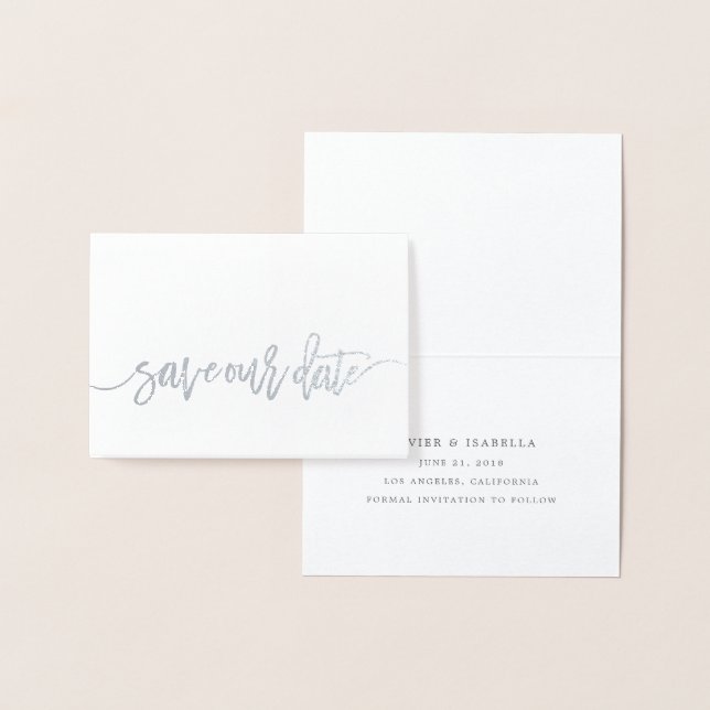 Save Our Date Real Foil Script Style 4 Card (Display)