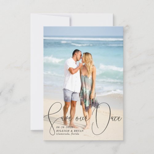 Save Our Date Refined Lines Smooth Pen Script Invitation