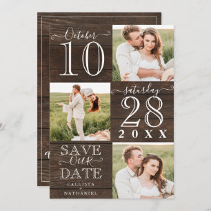 Save Our Date Rustic Wood Monogram Photo Save The Date
