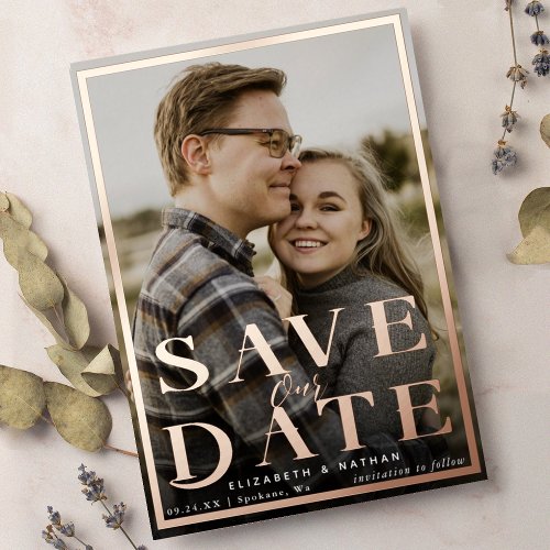 Save our Date Save the Date Frame Photo Foil Invitation