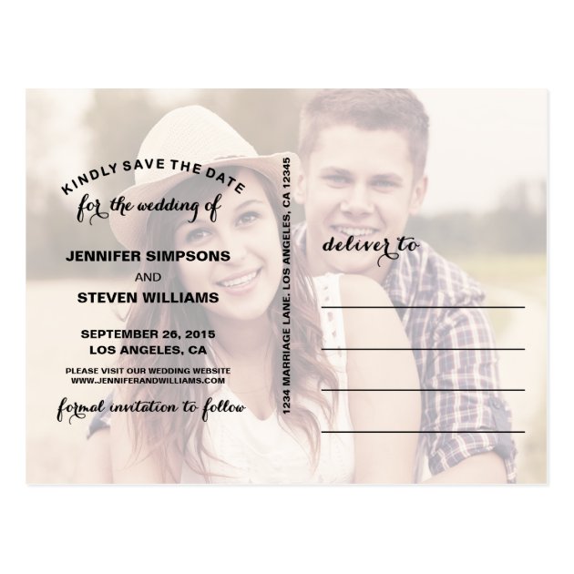 SAVE OUR DATE | SAVE THE DATE SCRIPT ANNOUNCEMENT POSTCARD