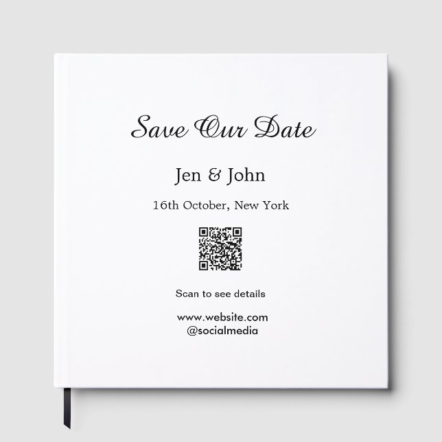 Save our date Scan QR for details name date webite Guest Book (Front)