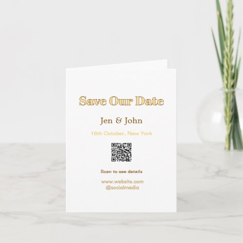 Save our date Scan QR for details name date webite Invitation